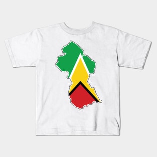 Guyana National Flag and Map Kids T-Shirt